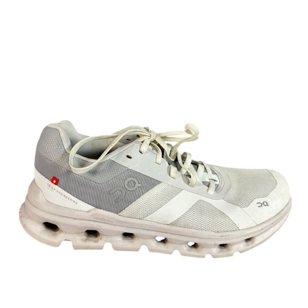 On Cloudrunner Running Shoes White Frost Grey Swiss Engineering Sneakers Women 7